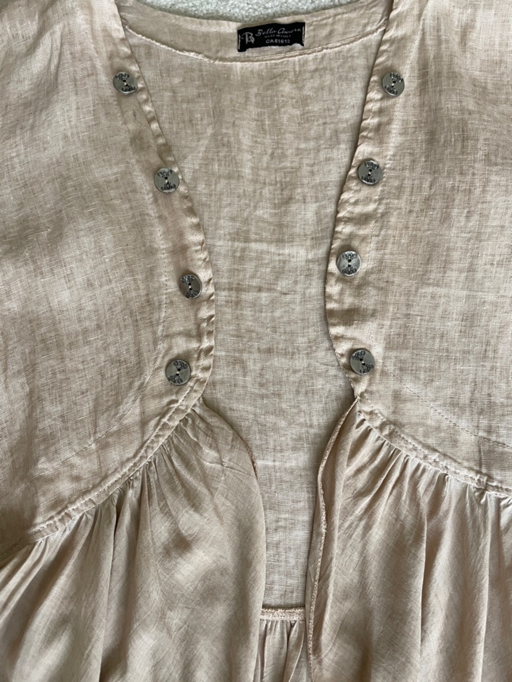 Bella Amore Made in Italy Linen-Look Ruffle Cardigan Boho Peplum Beige - Picture 12 of 15
